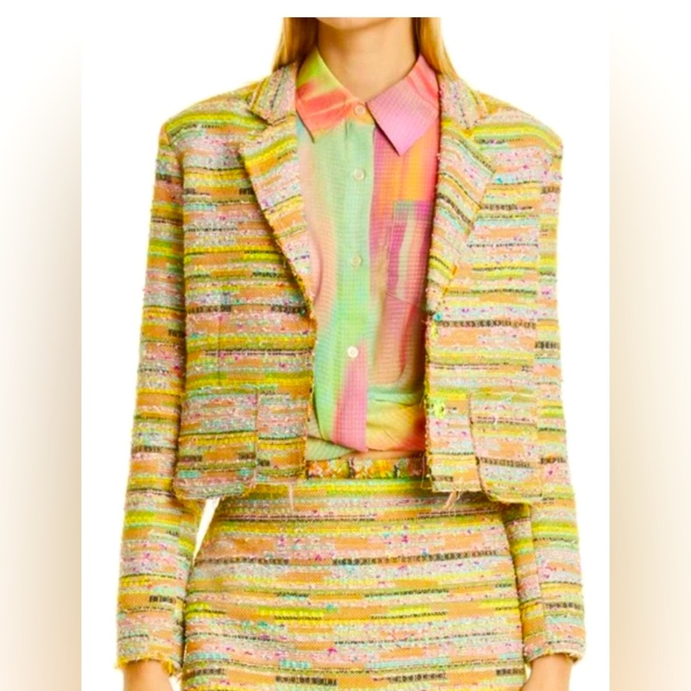 Bright Multicolor Tweed Beach Jacket Size 8